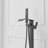 Single-Handle Freestanding Tub Faucet With Hand Shower Brass Waterfall Floor Mount Tub Filler In. Matte Black