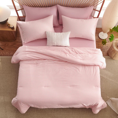 Ensemble d'édredon Gingham Ensemble d'édredon écossais de style moderne 100% microfibre lavée Boho