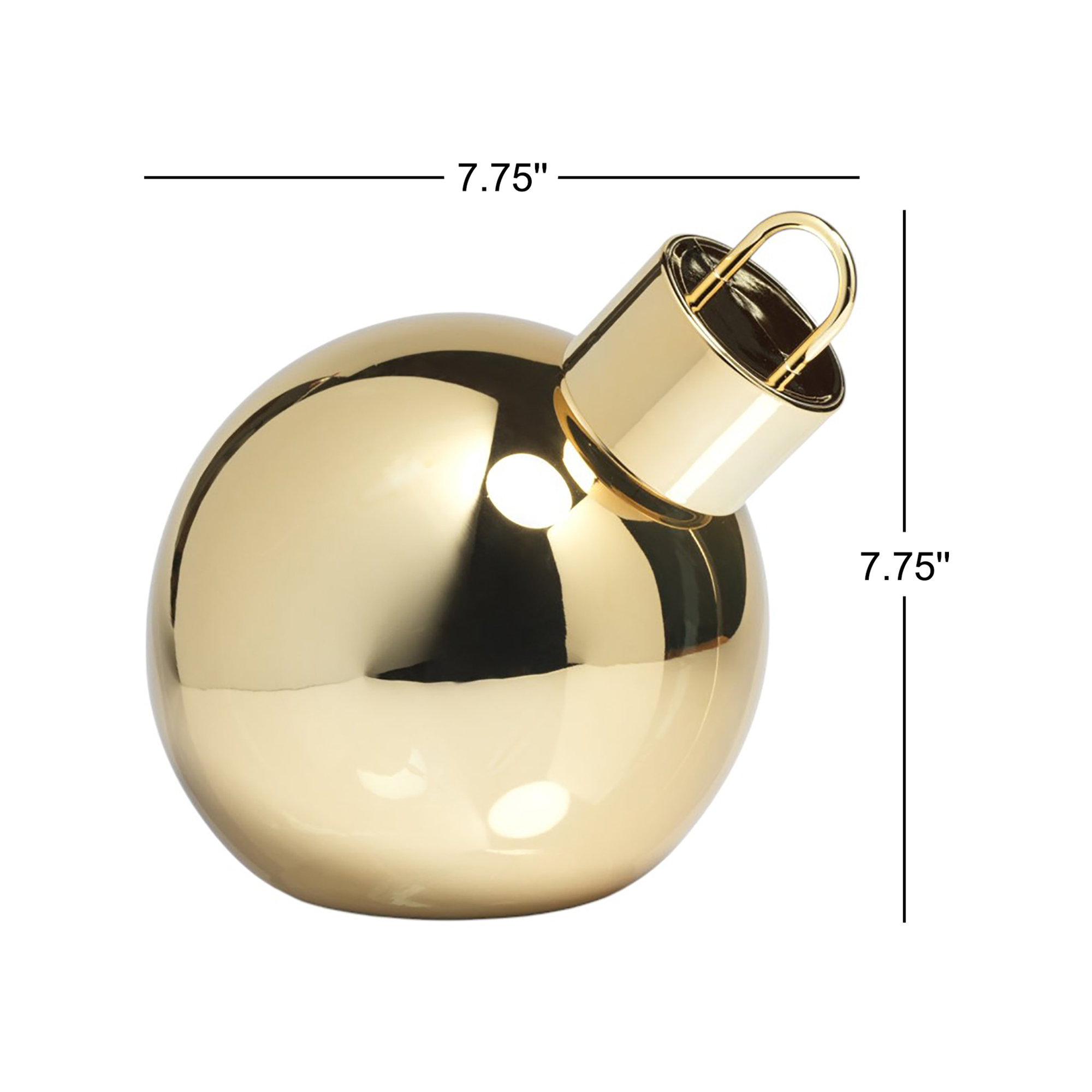Glass Ball Ornament, 7.75" H x 7.75" W x 7.75" D, Gold