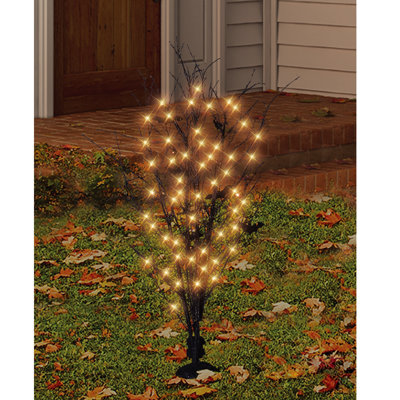 50" Pre-Lit LED Black Bamboo Halloween Branch Tree