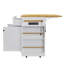 Grand îlot de cuisine avec 2 tabourets de bar, prise de courant, support de rangement interne pour porte, chariot de rangement sur roulettes avec abattant-613260398