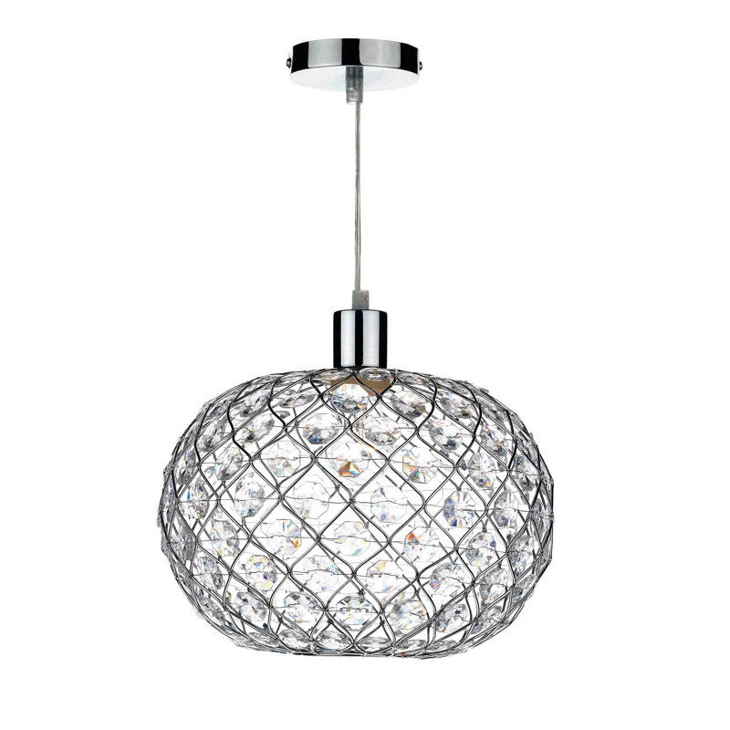 21cm H Steel Oval Pendant Shade ( Screw On ), Polished Chrome