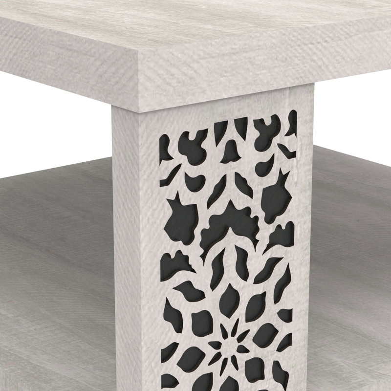 Arrastia Traditional 31.1" Square Coffee Table With Shelf, Gray/Black