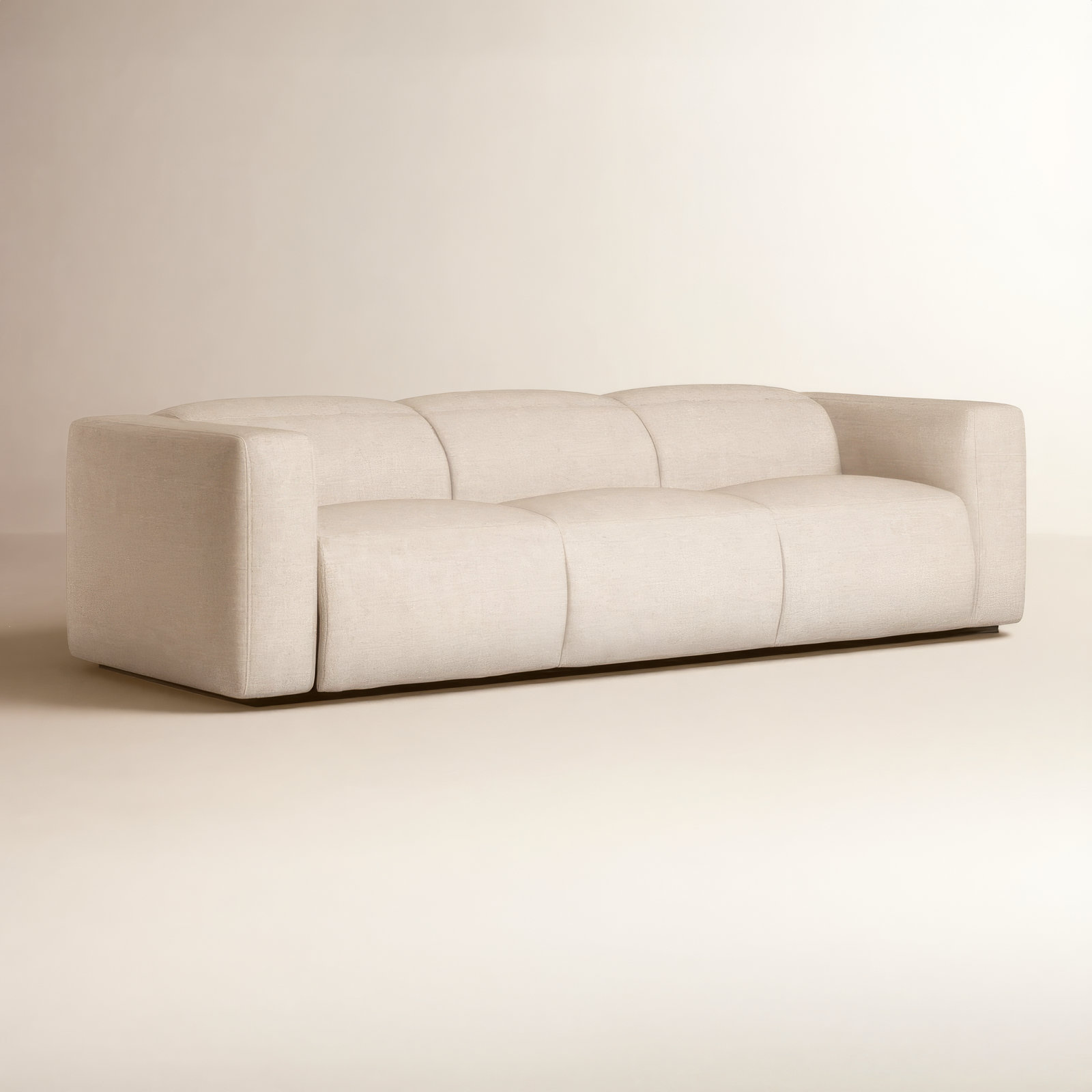 Amed 124" Genuine Leather Power Reclining Sofa, Antigo Natural Polyester Blend
