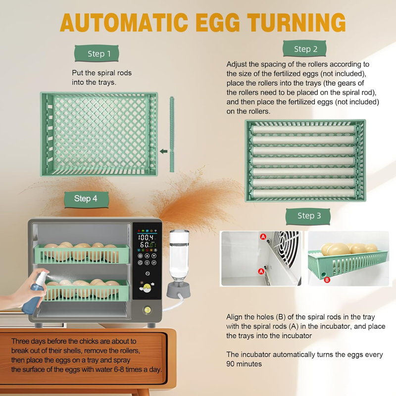 Incubators for Hatching Eggs, Egg Incubator with Automatic Egg Turning and Humidity Monitoring, Incubator for Chicken Eggs, 18-24 Eggs Incubator with Egg Candler for Duck Goose Quail Eggs