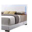 Lit en cuir synthétique blanc avec fonction lumières DEL, pieds droits, tête de lit rembourrée ultrabrillante, profil bas, 3 lattes et sommier requis, capacité de 660 lb, fonctionnalité de faux panneau de 49 po de hauteur,