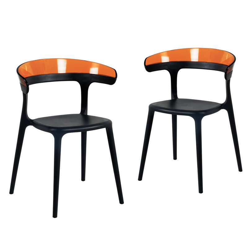 Chaise de terrasse empilable Mia, Noir/orange