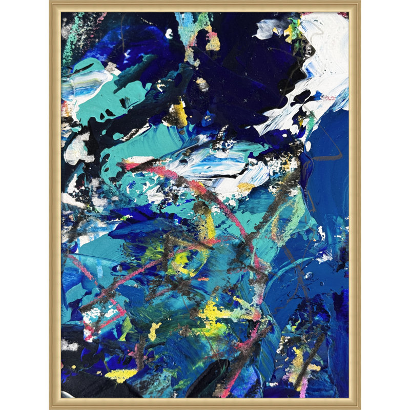 «Riptide Abstract 1423» par Preston Harmon, reproduction d'art sur toile encadrée, Or de Florence