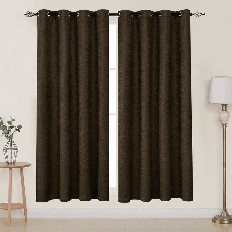 Jayla Blackout Curtain Pair, 53" W x 84" L, Olive Brown