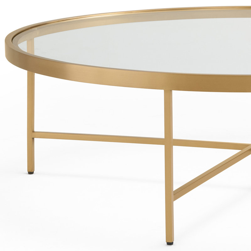 Vienna Large Round Coffee Table - Glass Top, Brushed Brass
