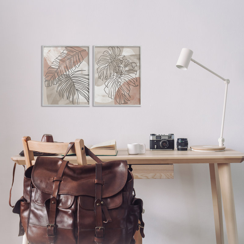 «Natural Earth Tone Palms», ensemble de 2 giclées encadrées par Cat Thurman Designs, Estampe numérique Farmhouse