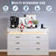 Commode 6 tiroirs avec bureau flottant et armoire de rangement avec prise de courant avec lumières à DEL, commode large avec station de charge, rangement pour chambre à coucher, garde-robe, salon-1089326902