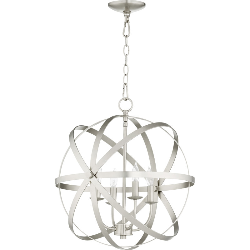 Brylan 4 - Light Dimmable Globe Chandelier, Satin Nickel