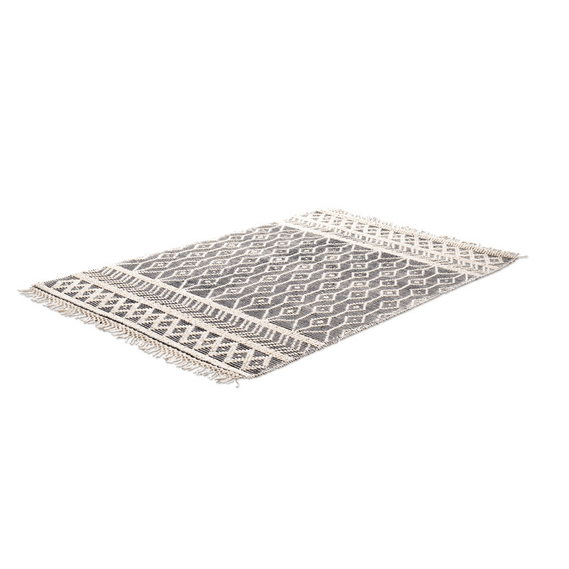 Macrame Geometric Hand Woven Flatweave Area Rug, Rectangle 190 x 290cm