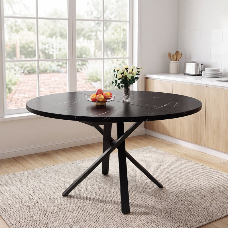 Extendable Metal Base Dining Table, White