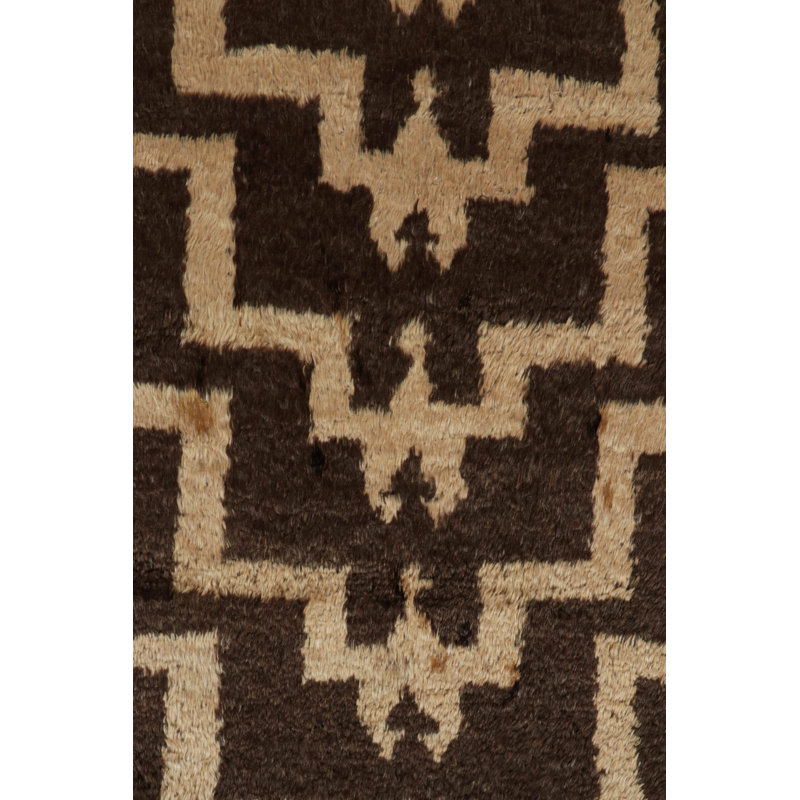 Wool Geometric Area Rug in Brown/Beige