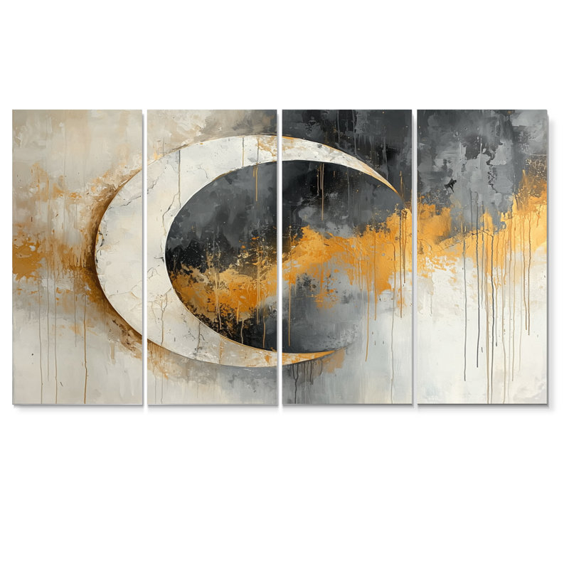 Obidiah - tuile abstraite, art mural - ensemble de décorations murales modernes, 4, H 28 po x l 48 po