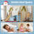 Full Size House Loft Bed With Sills And Tents, Solid Wood Loft Bed With Ladders And Slide, Chic Design With Lights, No Box Spring Needed, Natural+blue-2114181131-2114181132
