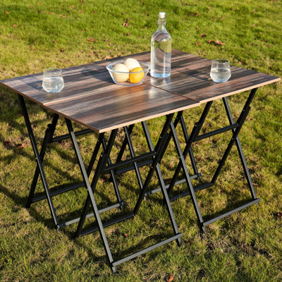 4 plateaux de télévision pliables brun rustique avec support pour salon étroit sans assemblage 4, espaces limités
