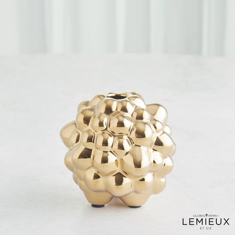 Bubble Vase, Bright Gold, 5.25" H x 5.25" W x 5.25" D