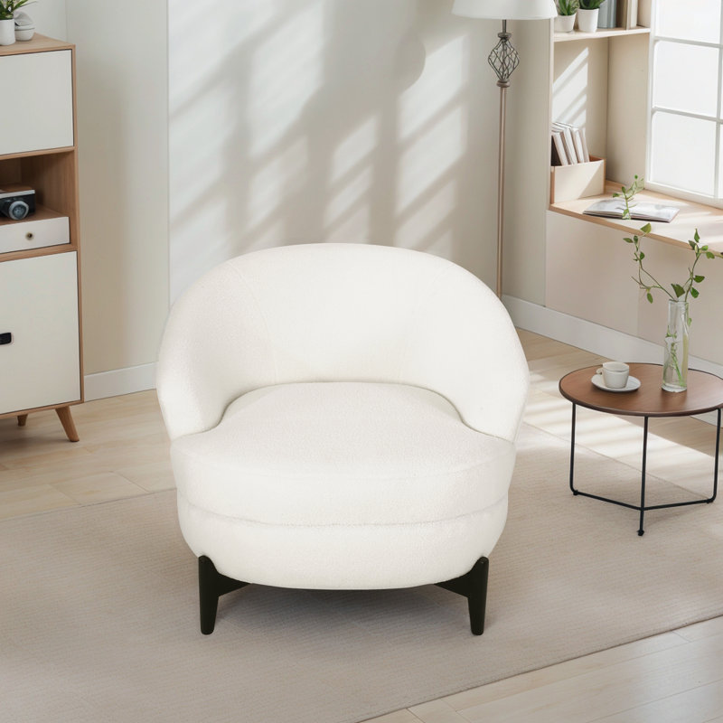 Fauteuil demi-tonneau avec accoudoirs encastrés 32,48 po, Polyester blanc