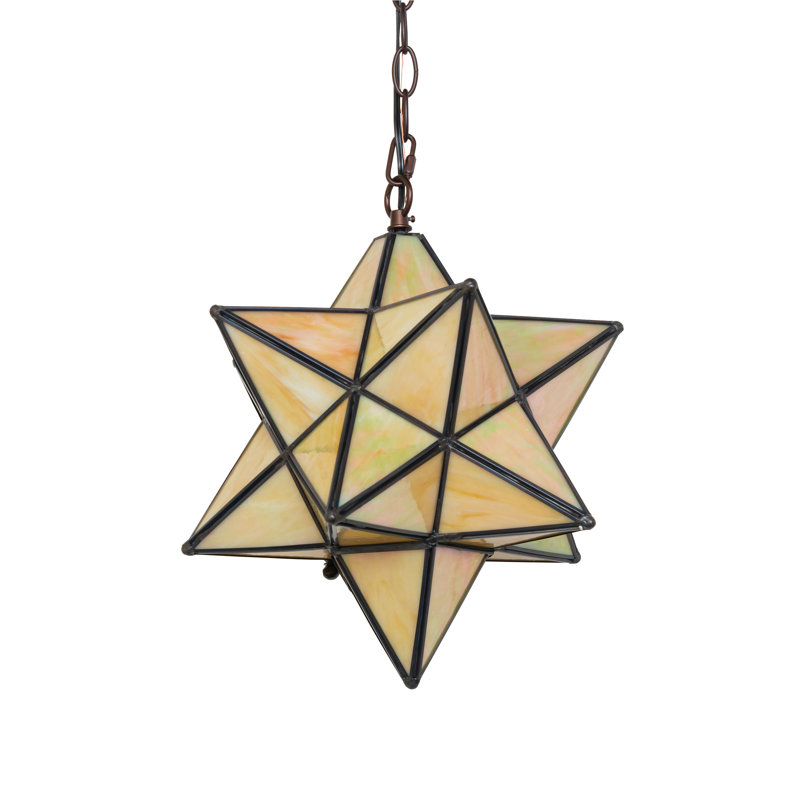 Meyda Tiffany & Stained Glass 1 - Light Pendant, Beige, 17" H x 14" W x 14" D