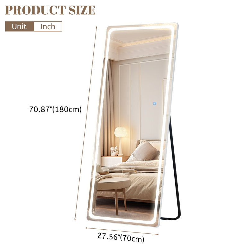 Miroir pleine grandeur Oakleaf, Blanc, 71 po x 28 po