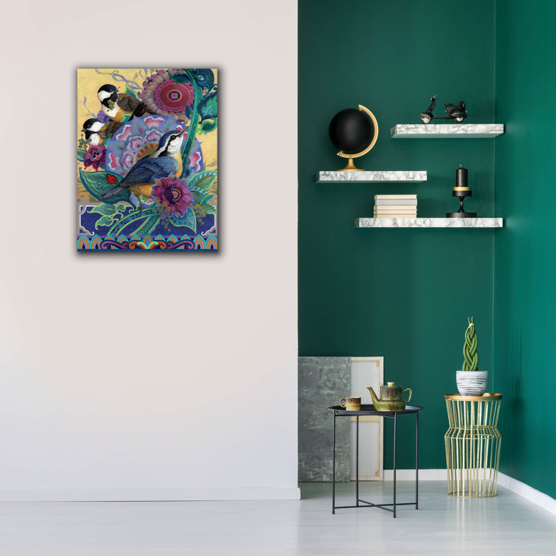 «Garden Bird Trio» par David Galchutt, art mural sur toile, H 34 po x l 26 po x P 1,5 po