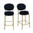 Set Of 2 Velvet Upholstered Bar Stools Round Counter Stool With Backrest & Footrest Dining Chairs For Kitchen Island-1478556615
