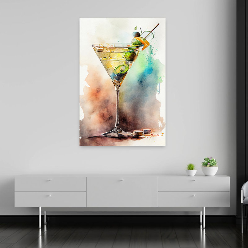 Vibrant Martini, peinture d'art mural contemporain, H 60 po x l 40 po