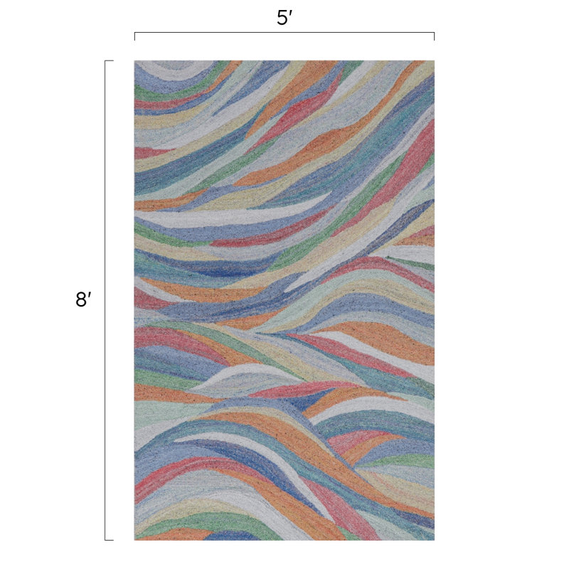 Global Recycled Standard Desertscape Hand-Tufted Indoor/Outdoor Rug Multicolor, Rectangle 5' x 8'