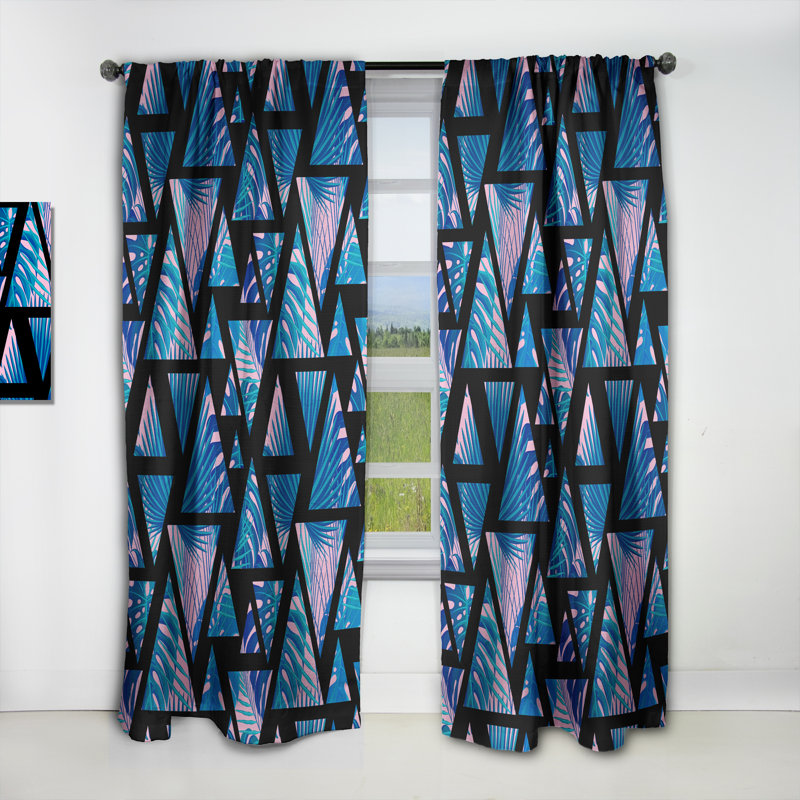 Rideau simple occultant rétro motif floral rétro Mid-Century, L 52 po x L 95 po