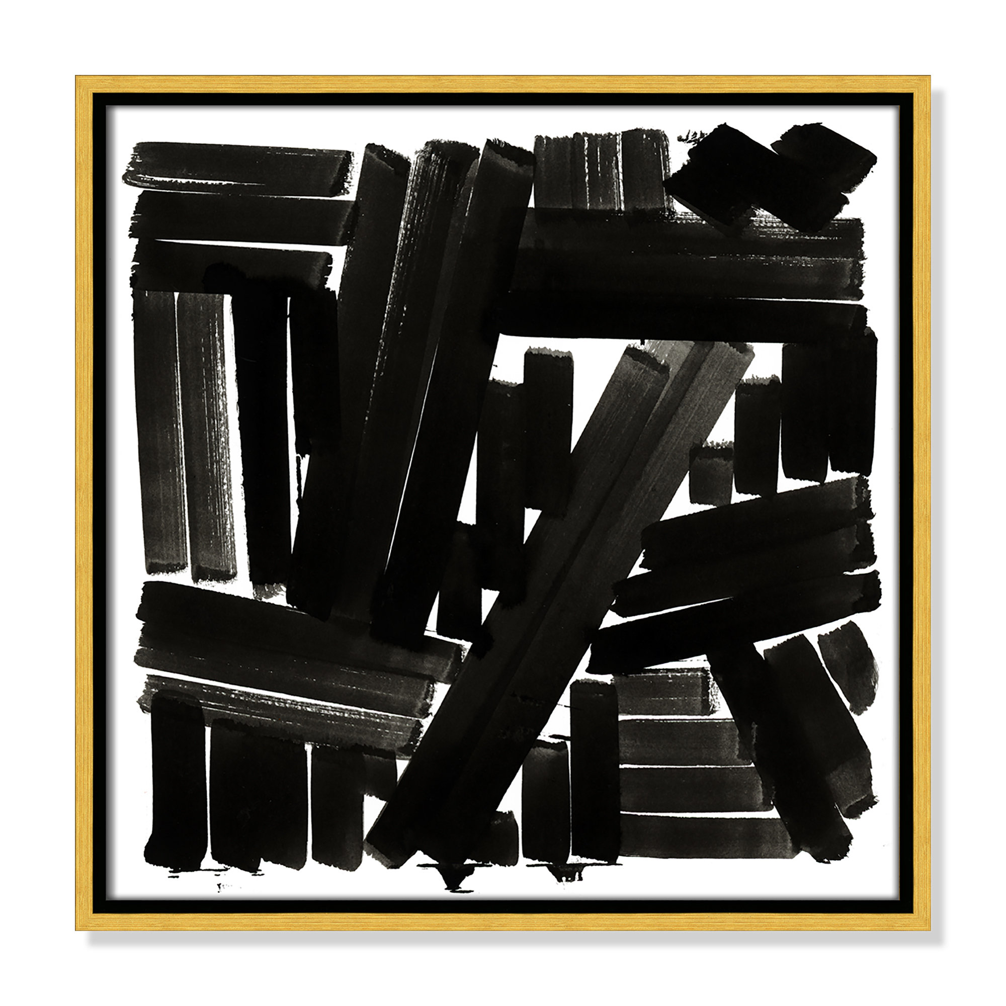 Shape of Song I by Cartissi - Floater Frame Painting on Canvas, 17.5" H x 17.5" W x 2" D, Gold Framed