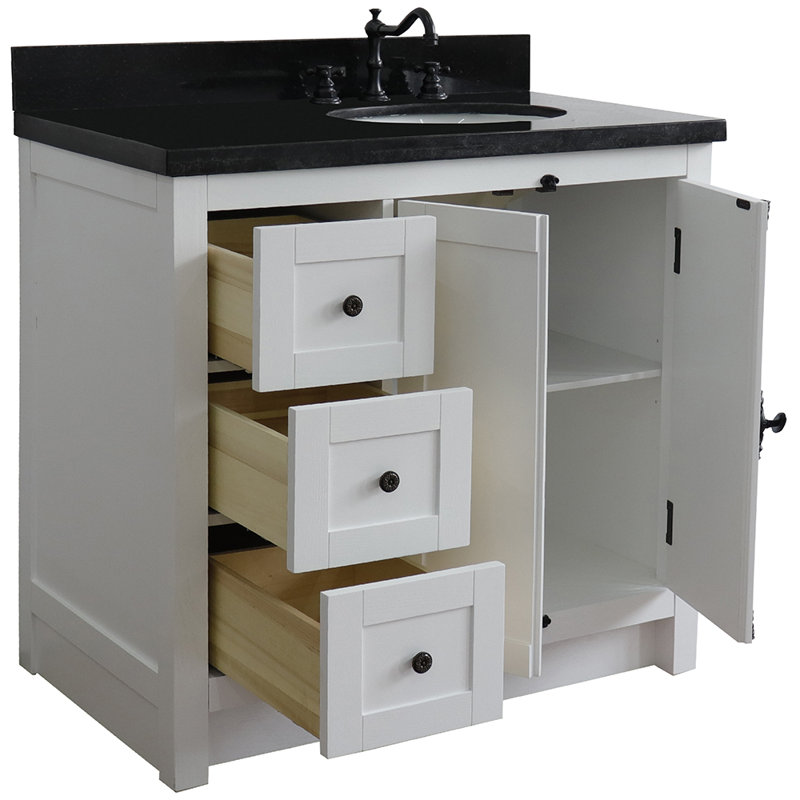 Ensemble de meuble-lavabo simple 37 po Seshadri, Noir galaxie, Glacier cendré