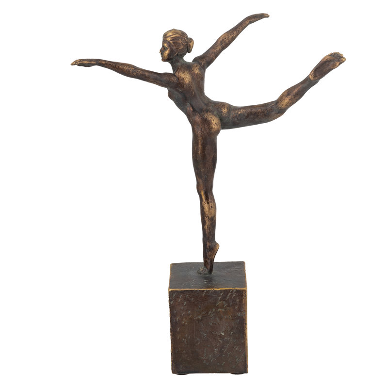 Sculpture de danseur de ballet en bronze antique 8,5 x 3 x 11 po dans une pose arabesque