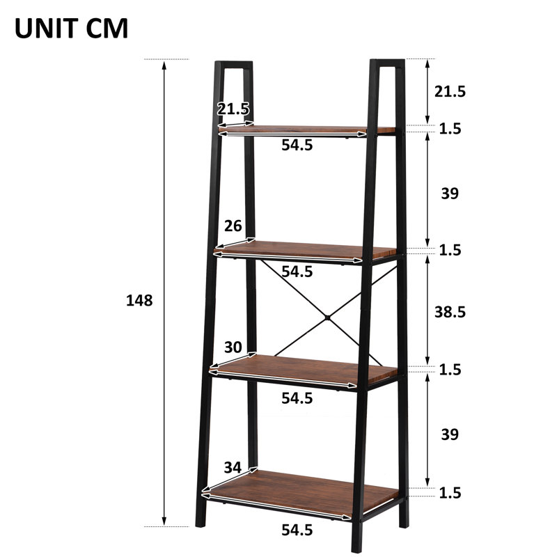 Eurig 148 cm H x 54.5 cm W Steel Ladder Bookcase