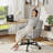 Swivel Arc Back Upholstered Vanity Chair With Tilt Function And Armrests-1014773735