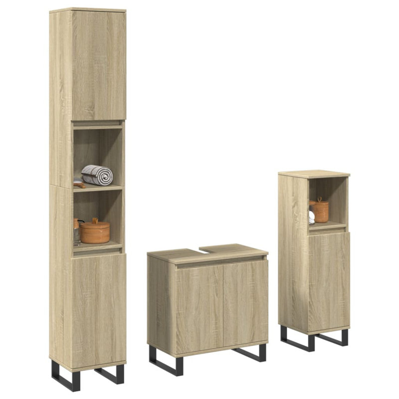Aarlo Bathroom Storage Furniture Set, Sonoma Oak