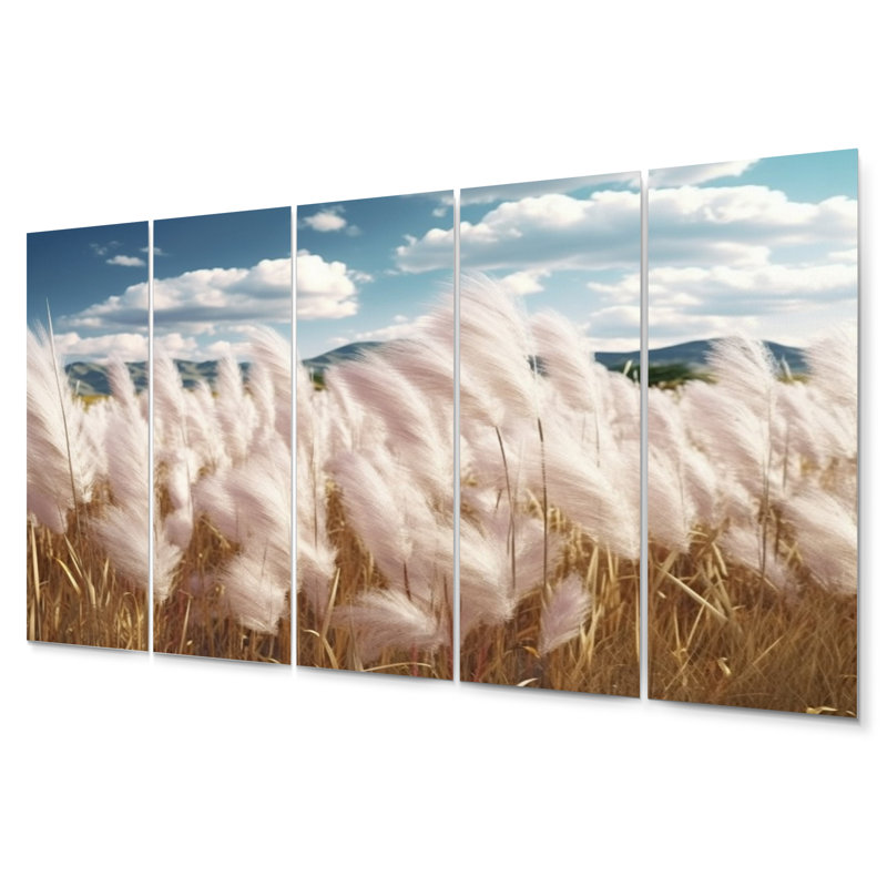Ensemble de 5 décorations murales blanches Pampas Meadows II