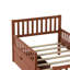 Lit plateforme simple en bois avec garde-corps des deux côtés et deux tiroirs de rangement, noyer-740436014