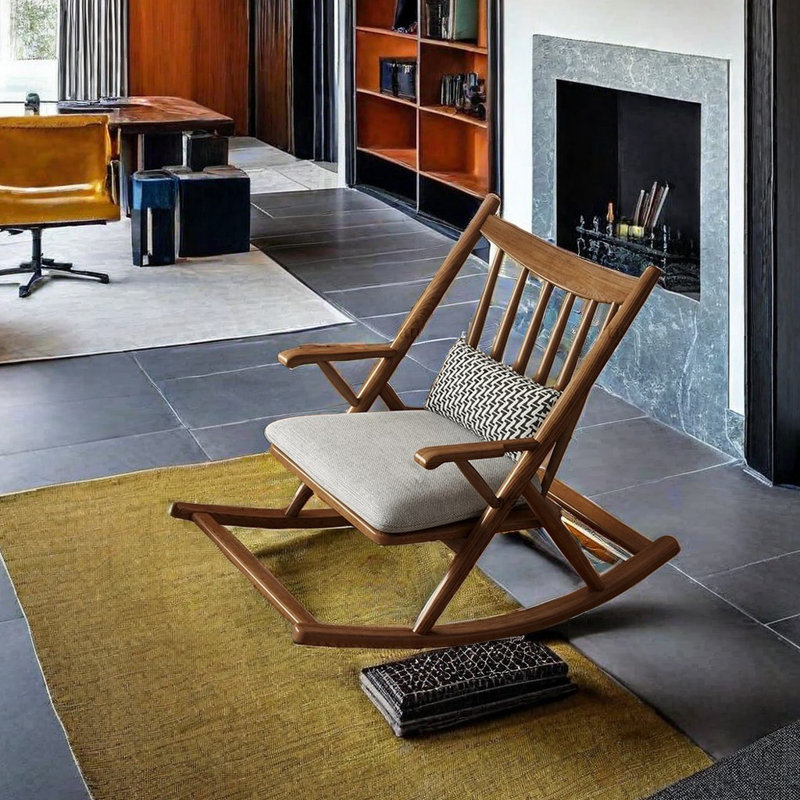 Home Leisure Single Solid Wood Rocking Chair Rocking Chair