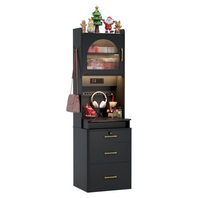 Modern Nightstand with Charging Station and Adjustable LED Lights by KAMABOKO