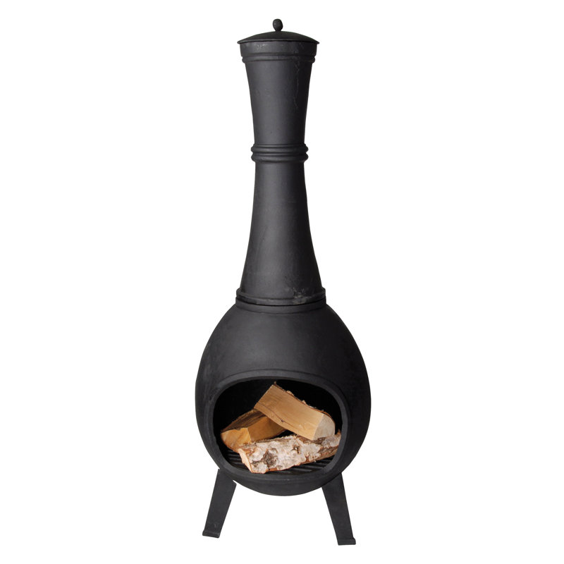 Huma Urn Cast Iron Wood Burning Chimnea, 41" H x 15" W x 15" D