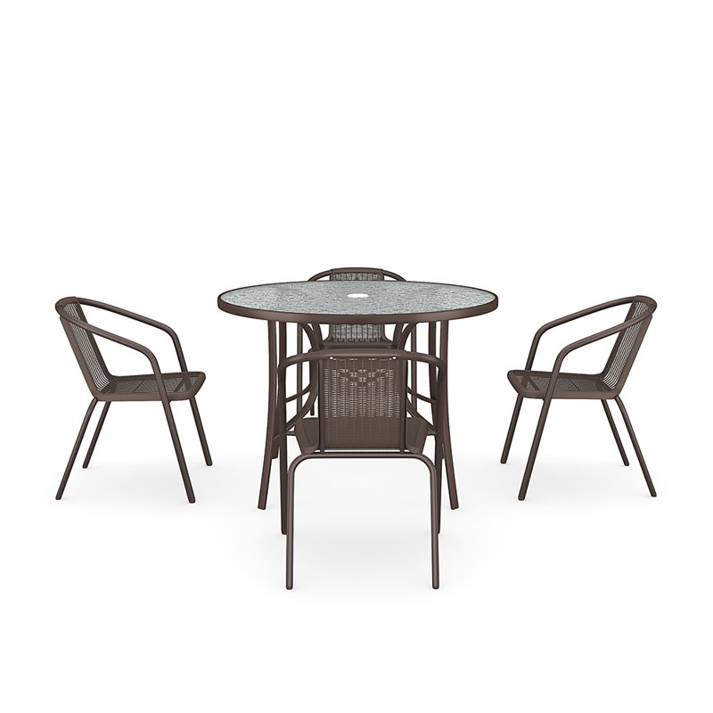 Mcloughlin 4 - Person Patio Dining Set with Round Table, Black, 72cm H x 105cm W