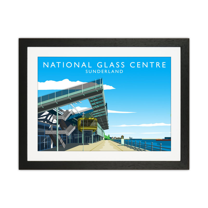 National Glass Centre by Richard O'Neill - Print, 33.5cm H x 43.5cm W x 3cm D, Black Framed