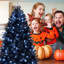 Arbre de Noël noir avec lumières DEL blanches, arbre artificiel en PE + pour Halloween et décoration des Fêtes, structure à charnières avec support en métal stable-1227216196
