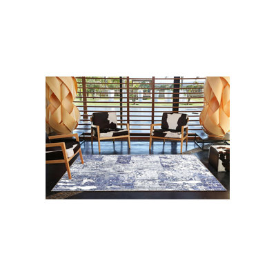 Tapis tissé bleu pastel lavable à la machine