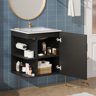 Armoire de salle de bain murale 20 "avec armoire latérale combinée, armoire de salle de bain avec porte à fermeture douce, meuble-lavabo moderne avec lavabo