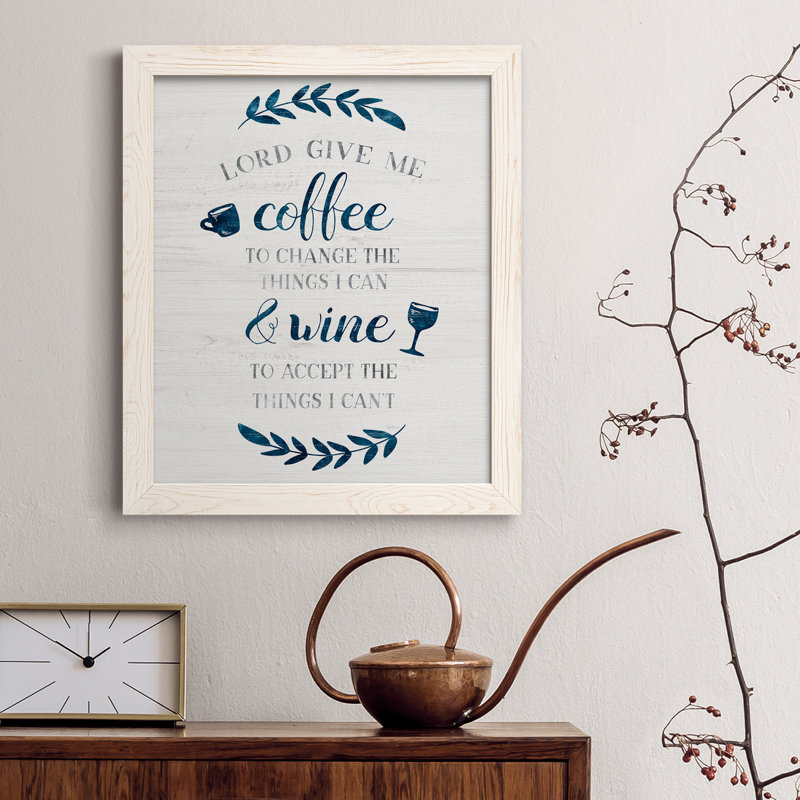 «Coffee and Wine», art textuel sur toile, Blanc, H 37,5 po x l 27,5 po x P 1,5 po