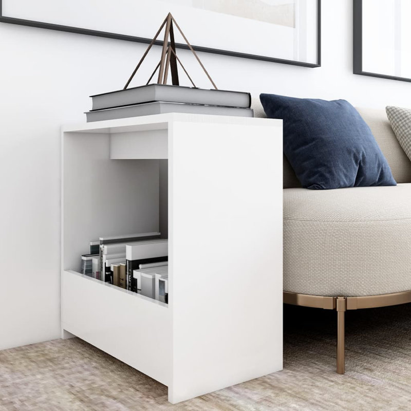 End Table with Storage, White